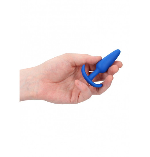 Синяя анальная пробка для ношения Slim Butt Plug - 8,3 см.