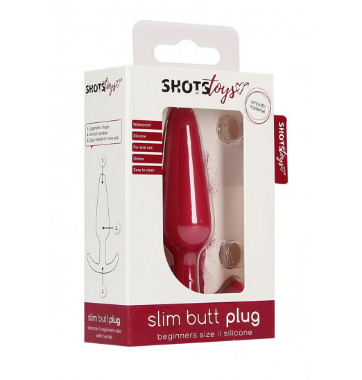 Красная анальная пробка для ношения Slim Butt Plug - 8,3 см. Красная анальная пробка для ношения Slim Butt Plug - 8,3 см.