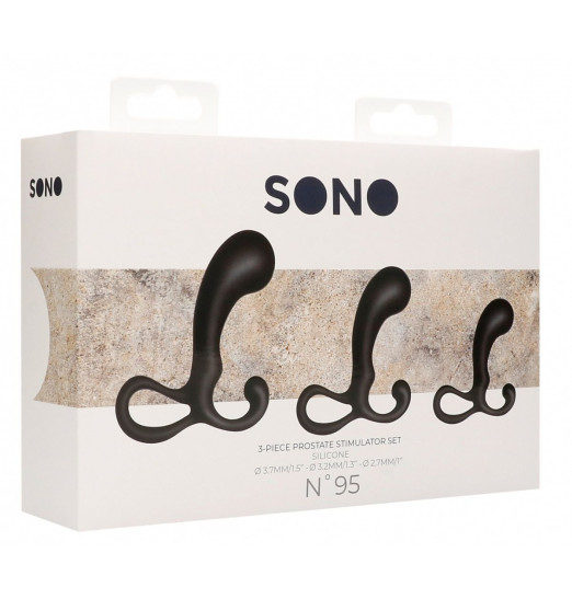Набор из 3 черных массажеров простаты Piece Prostate Stimulator Set