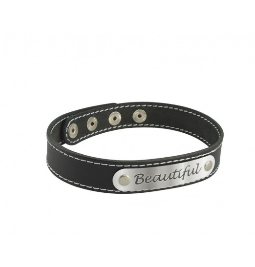 Черный чокер с белой строчкой Beautiful