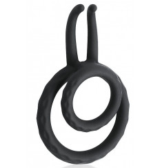 Черное двойное эрекционное кольцо с усиками