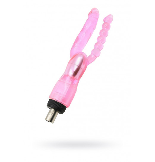 Розовая двойная насадка для секс-машины Machine Gun - 16 см. Розовая двойная насадка для секс-машины Machine Gun - 16 см.