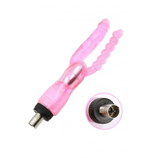 Розовая двойная насадка для секс-машины Machine Gun - 16 см. Розовая двойная насадка для секс-машины Machine Gun - 16 см.