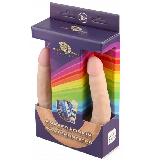 Телесный двухсторонний фаллоимитатор-реалистик - 42,5 см.