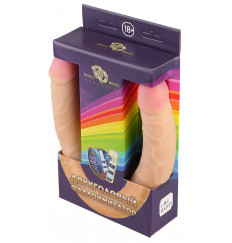 Телесный двухсторонний фаллоимитатор-реалистик -48 см.