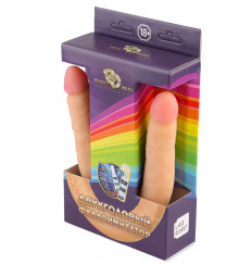 Телесный двухсторонний фаллоимитатор-реалистик - 43 см.