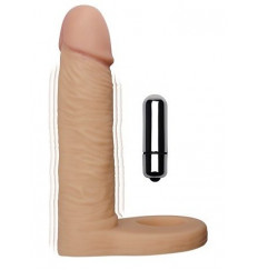 Реалистичная насадка для двойного проникновения с вибрацией - 14,7 см.