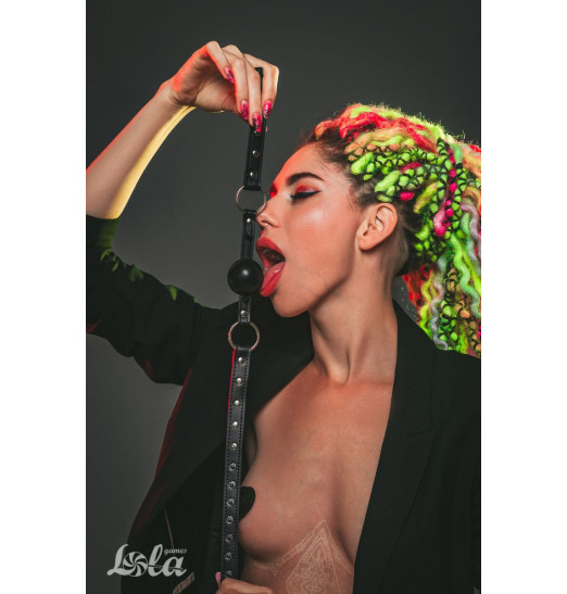 Черный кляп-шарик Bare с шипами