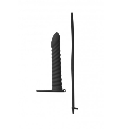 Черная вибронасадка для двойного проникновения Rori - 17 см.