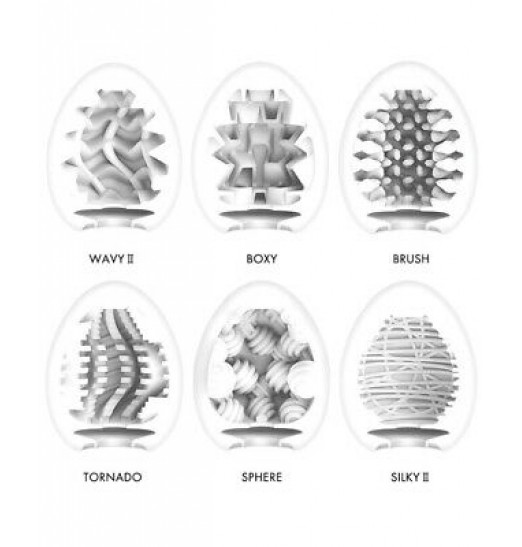 Набор из 6 мастурбаторов Tenga EGG Easy Beat с различным рельефом