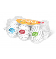 Набор из 6 мастурбаторов Tenga EGG Easy Beat с различным рельефом