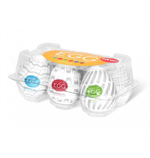 Набор из 6 мастурбаторов Tenga EGG Easy Beat с различным рельефом