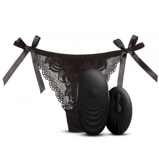 Черный вибромассажер Vibes N 3 с кружевными трусиками