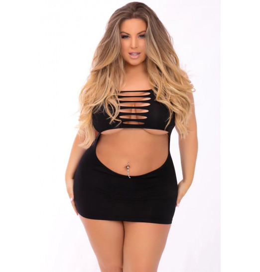 Бесшовное эротическое платье с перфорацией и открытым животиком