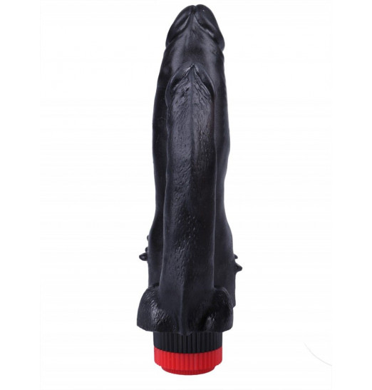 Черный сдвоенный вибратор №11 - 15,5 см.