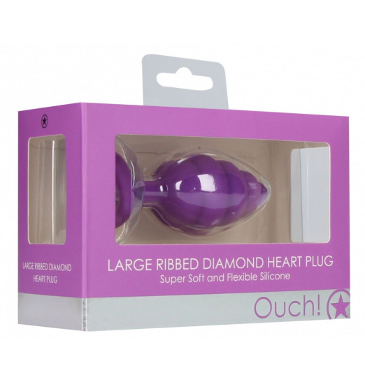 Фиолетовая анальная пробка Large Ribbed Diamond Heart Plug - 8 см. Фиолетовая анальная пробка Large Ribbed Diamond Heart Plug - 8 см.