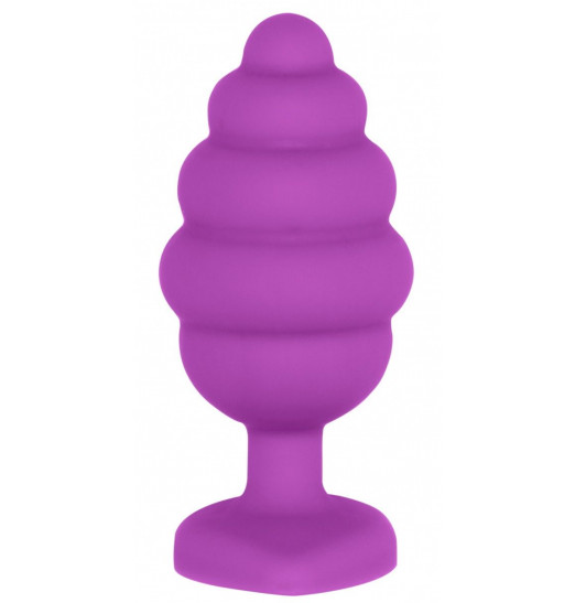 Фиолетовая анальная пробка Large Ribbed Diamond Heart Plug - 8 см. Фиолетовая анальная пробка Large Ribbed Diamond Heart Plug - 8 см.