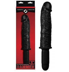 Черный вибратор-реалистик с рукоятью RAMMER