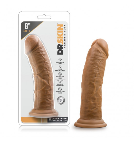 Кофейный фаллоимитатор 8 Inch Cock With Suction Cup - 20,3 см.
