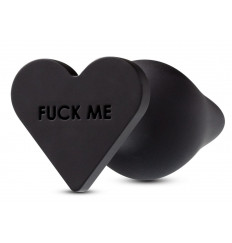 Черная анальная пробка с основанием-сердечком Fuck Me Butt Plug - 7,5 см.