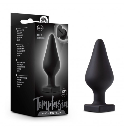 Черная анальная пробка с основанием-сердечком Fuck Me Butt Plug - 7,5 см.