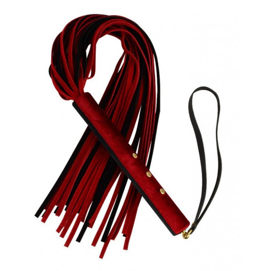 Красно-черная велюровая плеть  Домино  - 56 см.