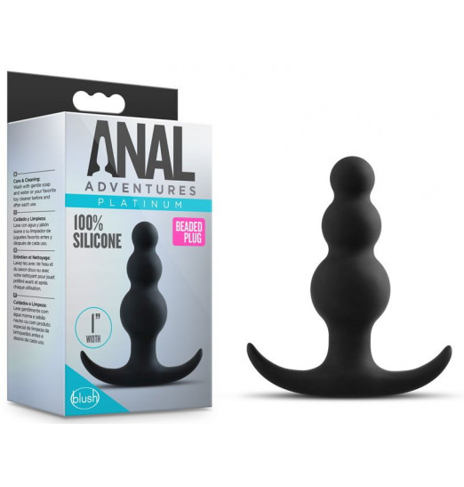 Чёрная фигурная анальная пробка Beaded Plug - 7,6 см.