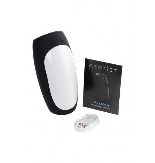 Черно-белый перезаряжаемый мастурбатор Erotist Hailstorm
