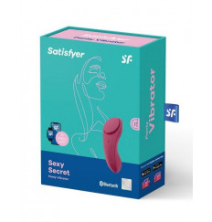 Бордовый бесшумный вибромассажер в трусики Sexy Secret