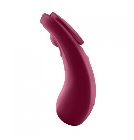 Бордовый бесшумный вибромассажер в трусики Sexy Secret