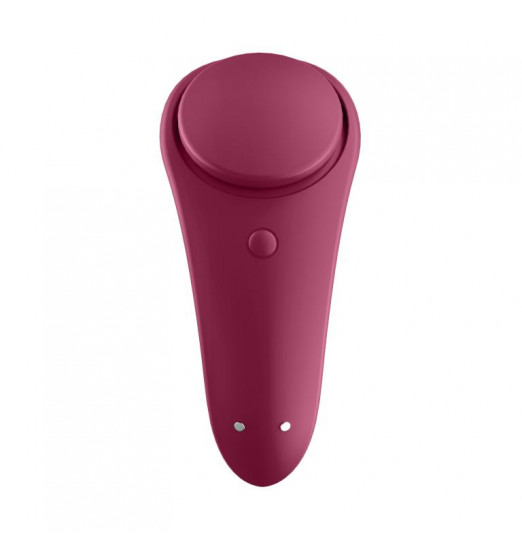 Бордовый бесшумный вибромассажер в трусики Sexy Secret