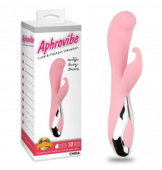 Нежно-розовый вибратор со стимулятором клитора Vertigo Bunny Dream - 19 см.