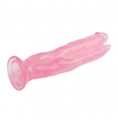 Розовый анально-вагинальный фаллоимитатор - 20 см.