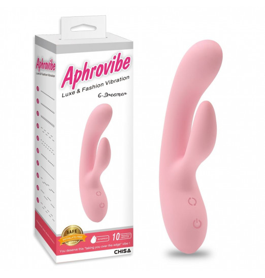 Нежно-розовый вибратор G-Dreamer с клиторальным стимулятором - 20,5 см. Нежно-розовый вибратор G-Dreamer с клиторальным стимулятором - 20,5 см.