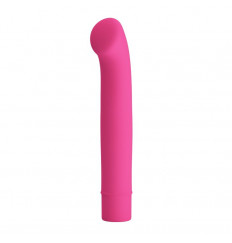 Розовый вибратор с загнутой головкой Bogey - 15 см.