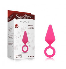 Розовая анальная пробка с кольцом Candy Plug S - 7,1 см.