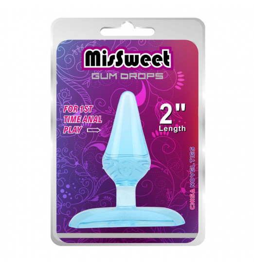 Голубая анальная пробка Gum Drops Plug - 6,6 см.