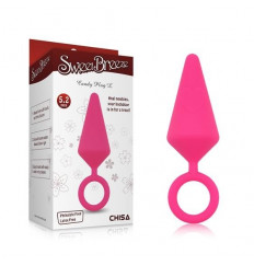 Розовая анальная пробка с кольцом Candy Plug L - 13,2 см.
