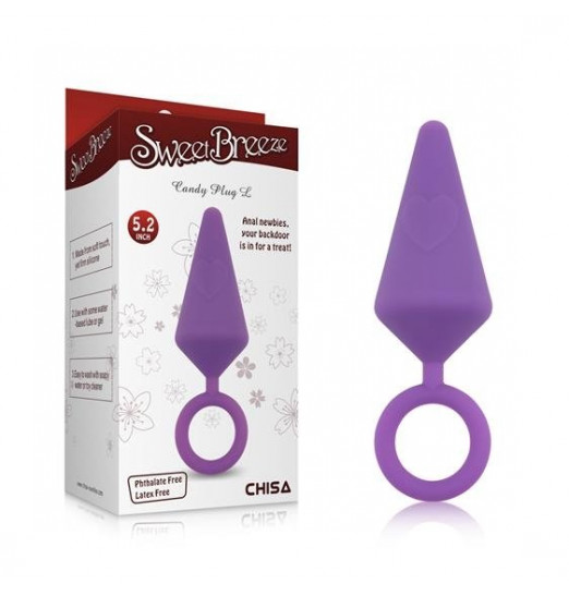 Фиолетовая анальная пробка с кольцом Candy Plug L - 13,2 см.