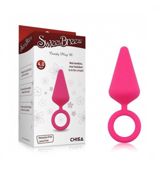 Розовая анальная пробка с кольцом Candy Plug M - 10,1 см.