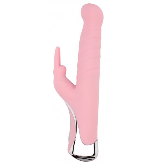 Нежно-розовый вибратор со стимулятором клитора Gyrating G-Bunny - 24 см. Нежно-розовый вибратор со стимулятором клитора Gyrating G-Bunny - 24 см.