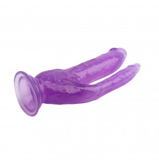 Фиолетовый анально-вагинальный фаллоимитатор - 20 см.