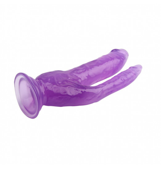 Фиолетовый анально-вагинальный фаллоимитатор - 20 см. Фиолетовый анально-вагинальный фаллоимитатор - 20 см.