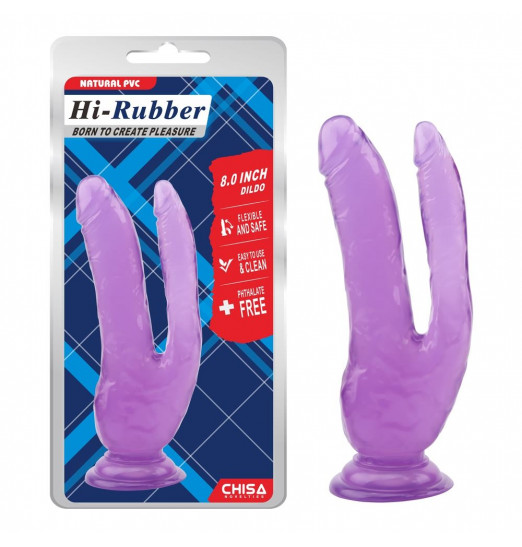 Фиолетовый анально-вагинальный фаллоимитатор - 20 см. Фиолетовый анально-вагинальный фаллоимитатор - 20 см.