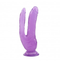 Фиолетовый анально-вагинальный фаллоимитатор - 20 см.