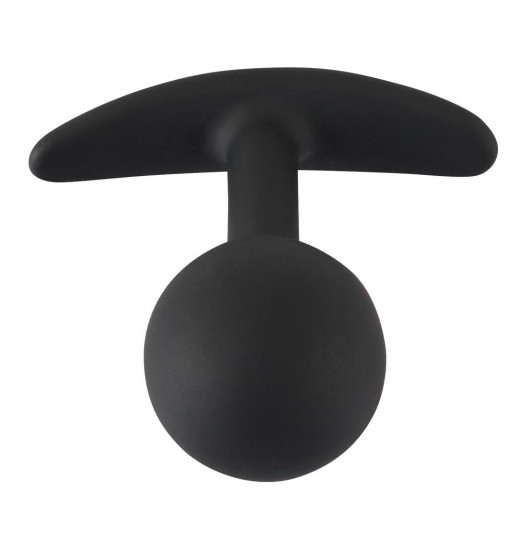 Черная анальная пробка со смещенным центром тяжести - 7,7 см.