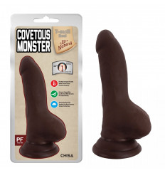 Коричневый фаллоимитатор на присоске Covetous Monster - 20 см.