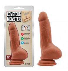 Кофейный фаллоимитатор на присоске Covetous Monster - 20 см.