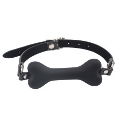 Черный силиконовый кляп-косточка Doggie Bone Bit Gag