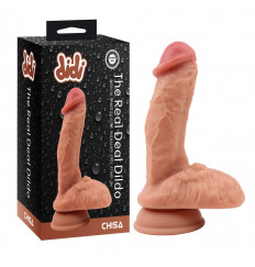 Телесный фаллоимитатор на присоске The Real Deal Dildo - 18 см.